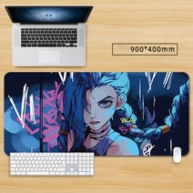 마우스 장패드 리그 오브 레전드 롤 징크스 큐티 캐릭터 게임 대형 마우스패드 게이밍 패드 피시 게임 굿즈, 90*40cm, 색상-07