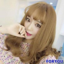 ForU347 미디엄헤어 웨이브 여자 통가발 여신가발 전체가발 가발 티안나는가발 패션가발, 다크브라운 망있음