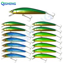 [QISHENG] 플로팅 미노우 하드베이트 배스미노우 루어낚시 쏘가리 서스펜딩 15개입/세트, 혼합 색상B, BJ-6.9g