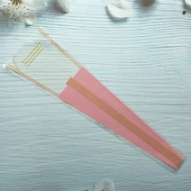 KAY&JAY 봉투형 opp 한송이 꽃 포장지(1장) 스트라이프/꽃한송이 포장지 비닐 포장재료, 핑크