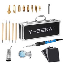 Y-SEKAI 목재 버닝 키트 전문 목재 버닝 펜 온도 조절 가능한 우드버닝 도구 세트 DIY 파이로그래피 펜 납땜 도구 나무 가죽 스탬핑 굽기 및 엠보싱용 휴대용 상자 포함