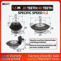 배관 1.5 몰드 정밀 베벨 기어 12 속도 비율 90 도 변속기 m20 이빨 40 개 이너 보어 8mm 10mm, [01] 20 Teeth  40 Teeth, [01] 8mm  10mm