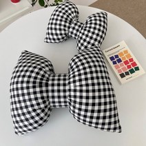 차량용쿠션세트 차량용 목쿠션 허리쿠션 1+1 여성용 차량 용품 리본쿠션세트, 블랙 1+1