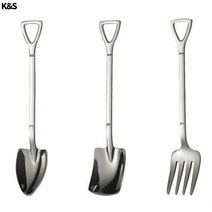 KS 고급 스텐제질 삽모양 디저트 스푼, 포크, 1개