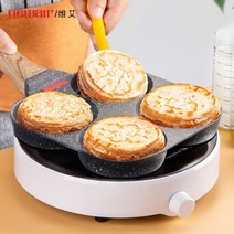3in1 국화빵틀 계란 후라이 부침 4구 베이킹 간식용, 나무 손잡이 4구