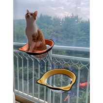 고양이 창문 해먹 반려묘 냥이 쉼터 호기심 해소 윈도우 투명 캣타워 편안한 강력 고정, 주황