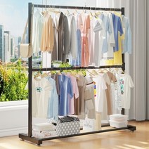기타 바보사랑[디작소]일자형 2단 옷걸이 행거(120cmx180cm)(블랙)