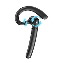 Bluetooth5.2 헤드셋 Bluetooth 이어폰 귀걸이 무선 이어폰 한쪽 귀 좌우귀 겸용 듀얼 마이크 노이즈 캔슬링 회전 가능 마이크 내장 귀걸이형 최장 14시간 연속 사용 초장 대기 핸즈프리 통화 블루투스 헤드셋 블루투스 이어폰 블랙)