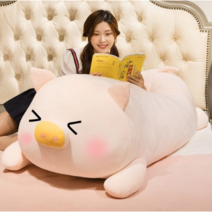 귀여운 동물 바디필로우 긴 베개 몰랑이 안고 자는 베개 대형 고양이 쿠션 롱 바디필로우, 찡그린돼지