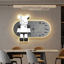 곰돌이 벽시계 거실 캐릭터 귀여운 디자인 소품 벽걸이시계, 크리 에이 티브 크리스탈 도자기 공예 표면 (램프 제외, 베어리치C