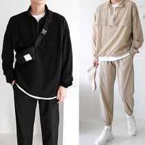코디제이 남자 아노락세트 스트링아노락세트 바람막이 반집업 아노락집업 조거바지 상하의세트 커플룩 빅사이즈 오버핏 데일리룩