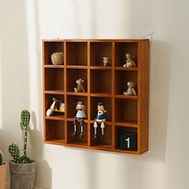 원목 미니 장식장 벽걸이 수납 진열장, 갈색 C