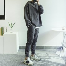 남자 바람막이 트레이닝 세트 윈드 스판 아노락 후드 집업 카고 조거 빅사이즈