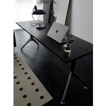 모던 미드센츄리 유럽풍 임스테이블 홈 데스크 테이블, 블랙 2.5CM 두께 패널110x70x75cm