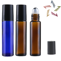 10ml 단단한 롤온 향수공병 블루 롤러볼 아로마 두피 오일 차광 유리 용기, 갈색, 1개