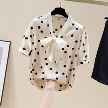 우리들의 블루스 엄정화 이엘 김지원 임수향 한지민 추자현st 리본 도트 프린트 돌잔치룩 셔츠 블라우스