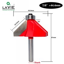 합금 밀링커터 커트 비트 커터날 Lavie 1pc 6mm 6.35mm 생크 45도 에지, 44.4mm, 6mm 생크