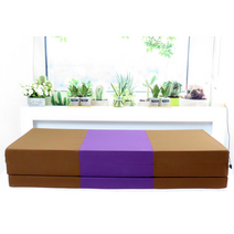 SEJEL.F (세젤에프) 3단 폴리 접이식 매트리스 고밀도 HR스펀지 싱글매트 브라운 & 퍼플 7.5CM