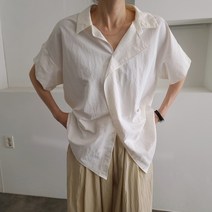 리즈와이 바스락 여름 오버핏 언발 카라 셔츠 남방 티셔츠 (5color)