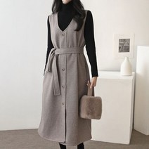 스위트플러스 임부복 원터 모직 밸트 조끼 나시 원피스