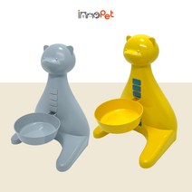 강아지 밥그릇 고양이 식탁 높이조절 식기 수반, 그릇단품 - 옐로우
