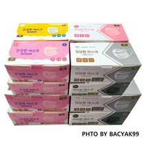 건간한마스크 50매 성인용(화이트 핑크 블루 블랙) 아동(화이트 핑크) 일회용 마스크 [백약99], 성인용, 블랙