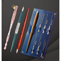 만년필 펜촉 닙 교체 서명 필기 캘리그라피 독학 입문 EF F 딥펜 잉크펜 오블리크 세트, 롱바디 네이비 마블