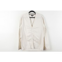 (CALVIN KLEIN)캘빈클라인 면100％ 아이보리 긴팔 가디건 형 셔츠(M)