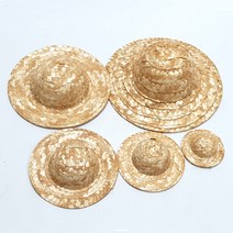 장식용 미니모자 밀짚모자 10개 (사이즈 8cm ) 선인장모자 데코모자 만들기 재료 화훼 포장 장식 소품 화분 꾸미기 귀요미모자