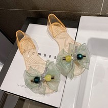 여성용 여름 패션 비치 샌들 투명 크리스탈 젤리 신발