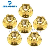 Wanyifa 티타늄 너트 M6M8M10M12M14M16 Torx 플랜지 육각 너트 오토바이 리어 액슬 6pcs, M14 1.5Pitch+금
