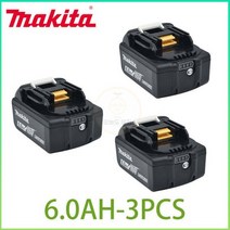 마끼다 18V 배터리 호환 마키타 정품 충전식 전동 공구 LED 리튬 이온 교체 LXT BL1860B BL1860 BL1850 6.0Ah, 18 볼트, 6.0Ah-3PCS, 1개