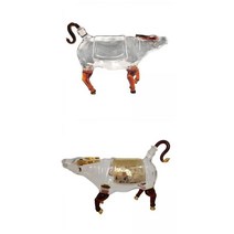 GHSHOP 아빠 남자를위한 2x 유리 경사기 1000ml 소 모양의 코냑 럼 브랜디 버번, 30x10x15cm, 레드+골든