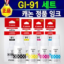 캐논 91 정품 GI-91 무한 잉크 GI91 프린터 복합기 G1920 G1922 G2920 G2923 G2960 G2962 G3920 G3923 G3960 G3962 G3963, 검정+컬러(세트)