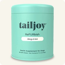 관절영양제 Tailjoy ReFURbish - ashwagandha 보충제 연어 오일 염증 감소 피부 건강 및 에너지 개선 가려움증 완화 개 고관절 유연성 계란 운동 애완 동물