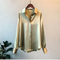새틴 셔츠 여성 의류 실크 셔츠 빈티지 블라우스 오피스 레이디 쉬어 탑 롱 슬리브 드레스 셔츠 플러스 사이즈 여성 오버 셔츠