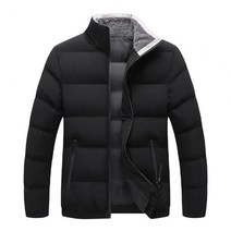 방한작업복 패딩 그레이트 지퍼 남성 자켓 겨울 자켓 목 보호 자켓 데일리웨어로 매우, 2XL, 검은 색