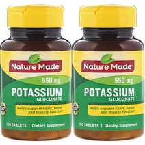 1+1 네이처메이드 포타슘 Potassium 칼륨제 칼륨 글루콘산칼륨 550mg 100정 Potassium Gluconate, 1개, 기본