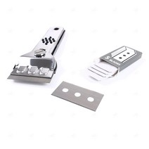 다용도 다목적 스텐 스테인리스 날 교체 교체식 스크래퍼 헤라 주방 냄비 후드 기름 기름기 기름때 오염 이물질 스티커 제거 바닥 청소 긁개 껌칼 밀칼 리무버 퍼티 작업 스크레이퍼, B 날5P