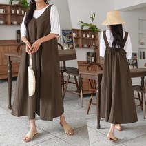 하늘바라기 여성용 스모크 뒷밴딩 롱 원피스