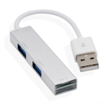 DFMEI 미니 알루미늄 합금 2 USB 2.0 허브 마이크로 SD TF 카드 리더 허브 확장, 회색