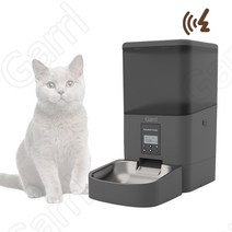 Garrl 반려동물 스마트 대용량 자동급식기 강아지 고양이 원격 음성 불러 먹이기 자동투식기 정량정시 출식기, 블랙, 4L