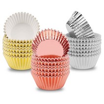 호일 컵케익 라이너 머핀 종이 케이스 베이킹 컵 골드 실버 로즈 골드 팩 300, 하나, 3 색상