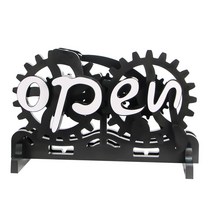 iGrow open close 팻말 우드 오픈클로즈안내판 영업중 개업선물 ABS 기어 크리에이티브 수동 기계 OPEN CLOSED 팻말, 블랙