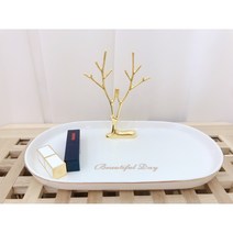 화장대 현관 악세사리 향수 차키 소품 트레이, 화이트(버전2 Beautiful Day)