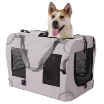 Hepeeng 휴대용 접이식 반려동물 크레이트 여행용 개 캐리어 케이지 켄넬 고양이 및 소형/중형견용 부드럽고 따뜻한 담요 포함 실내 실외 421689, Small(19