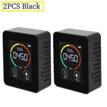 다기능 3 in 1co2 meter 휴대용 co2 온습도계 홈 지능형 가스 분석기 디지털 대기 오염 빠른 모니터, 협력사, 2개 블랙