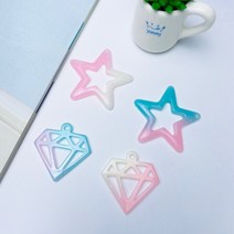 핀쿠션 그라데이션 별 다이아 펄 펜던트 참장식, 4컬러전부