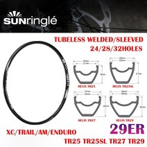 자전거림 휠셋 29inch sunringle moution mtb 튜브리스 알루미늄 xc 트레일 am enduro hoops rims 2832holes furos aro, tr27 24h 슬리브