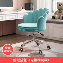 컴퓨터 화장대 북유럽풍 밸벳소재 바퀴달린 의자, 청색 전기 도금 강철 + 강철 다리 + 고정 팔걸이